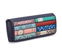 Jane Austen Bookworm - Funda de piel para gafas de sol, con solapa, piel azul marino de Yoshi