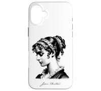 Jane Austen con estampado negro característico Carcasa para iPhone 16 Plus