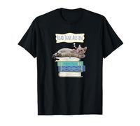 Jane Austen Pride and Prejudice Book Stack Cat Camiseta