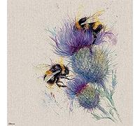 Jane Bannon (Bees on Thistle - Impresión sobre Lienzo, Multicolor, 40 x 40 cm