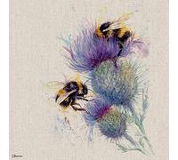 Jane Bannon WDC91588 - Lienzo Impreso (30 x 30 cm), diseño de Abejas sobre Cardo, Multicolor