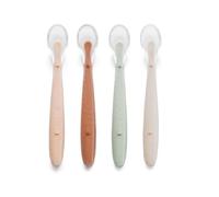 Jané Cucharas de Silicona Bebé, 4 pcs Cuchara Aprendizaje, Punta Silicona Blanda, Libre BPA, Apto Lavavajillas, Color Sunset