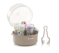 Jané Esterilizador para Microondas, Capacidad 6 Biberones, con Cesta para Tetinas y Pinza, Libre BPA, Gris