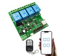 Jane Eyre Módulo de interruptor de autobloqueo de relé momentáneo WiFi de 4 canales con control remoto RF de 433 MHz, módulo de interruptor de puerta de garaje DIY Control de eWeLink APP