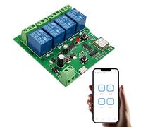 Jane Eyre Módulo de interruptor de autobloqueo de relé momentáneo WiFi de 4 canales DIY Módulo de interruptor de puerta de garaje Control de aplicación Ewelink, compatible con Alexa Goolge Assistant