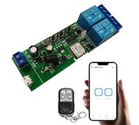 Jane Eyre Módulo de relé WiFi Interruptor remoto de 2 canales Relé momentáneo/autoenclavable para la eWeLink APP con control remoto RF de 433 MHz Compatible con Alexa y Google Assistant