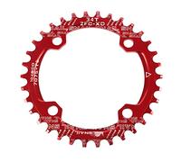 Jane Eyre Plato de Bicicleta 104mm BCD Rojo 34T Plato de Dientes Positivo y Negativo Anillo de manivela de Plato Ancho Estrecho para Bicicleta de montaña MTB BMX de Carretera