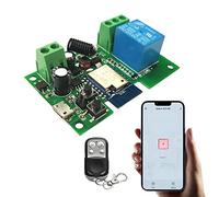 Jane Eyre Relé inalámbrico WiFi inteligente, interruptor remoto momentáneo/relé de enganche con mando a distancia RF de 433 MHz, compatible con TUYA/Smart Life, Alexa, Echo y Google Assistant