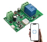 Jane Eyre WIFI Momentáneo, interruptor inteligente de relé de autobloqueo. Para control de acceso, control de puerta de garaje de bricolaje, compatible con Alexa Google Assistant, eWelink APP