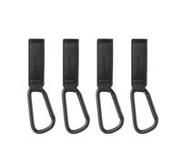 Jané Ganchos Carrito Bebé, Pack 4 Unidades, Universales con Mosquetón, Ajustables con Velcro, Soporta hasta 5 kg, para Bolsas y Mochilas, Negro