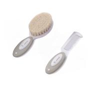 Jané Set Cepillo y Peine Bebé, Cerdas Naturales y Puntas Redondeadas, Especial Recién Nacido, Beige