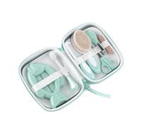 Jané Set de Higiene con Neceser, Peine, Cepillo Cerdas Naturales, Tijeras, Cortauñas, Limas, Cepillo Dental y Termómetro, Verde Menta