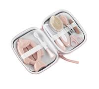Jané Set de Higiene con Neceser, Peine, Cepillo Cerdas Naturales, Tijeras, Cortauñas, Limas, Cepillo Dental y Termómetro, Rosa