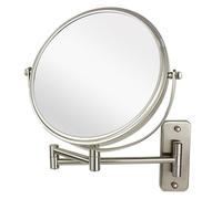 JANEEVA 8" Espejo de Maquillaje de Pared, 1X/10X Espejo de Aumento con 360° Brazo Extensible Espejo para Baño-Doble Cara Espejo de Tocador para Hombre y Mujer (Níquel Cepillado)