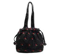 JANeGWXRUuW Mujeres bolso de hombro de denim Bolso bandolera de mujer(Schwarz)