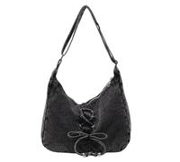 JANeGWXRUuW Mujeres bolso de hombro de denim Bolso bandolera vintage de mezclilla(Schwarz)