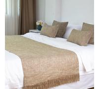 JANEMUA Camino De Cama De Hotel, Ropa De Cama Moderna De Color Liso, Suave Y Resistente A La Decoloración, para Camas Tamaño Queen, Individual Y King-Brown||48x210cm for 1.5m Bed