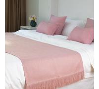 JANEMUA Camino De Cama De Hotel, Ropa De Cama Moderna De Color Liso, Suave Y Resistente A La Decoloración, para Camas Tamaño Queen, Individual Y King-Pink||48x210cm for 1.5m Bed