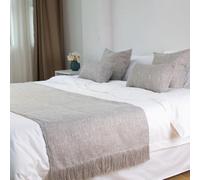 JANEMUA Camino De Cama De Hotel, Ropa De Cama Moderna De Color Liso, Suave Y Resistente A La Decoloración, para Camas Tamaño Queen, Individual Y King-Light Gray||48x210cm for 1.5m Bed