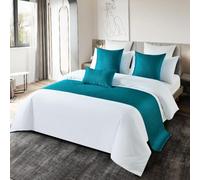 JANEMUA Caminos de Cama de Hotel, Ropa de Cama de Lujo, Elegante y cómoda Colcha Decorativa, Toalla Protectora para Camas Individuales, Queen y King.-Peacock Blue||1.2m Bed 50 * 180cm