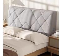 JANEMUA Fundas universales para cabecero de cama de rayas rombicas, suave y agradable para la piel, lavable elástico a prueba de polvo protector de cubierta-gris, 2 m x 0,75 m