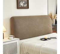JANEMUA Jacquard Hoja Patrón Cama Cabecero Slipcover, Anti-Colisión Lavable Cabeceros Cubierta para La Decoración del Dormitorio, Universal Stretch Dustproof Protector Cubierta-Coffee||120cm