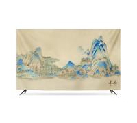 JANEMUA Paisaje Chino Pintura Televisión Hood, En La Sala De Estar TV Cubierta Contra El Polvo, El Sol/El Polvo Protector De Pantalla De TV Para Varios Tipos De TV-E||65inches