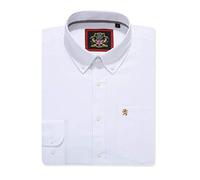 Janeo British Apparel - Camisa lisa Oxford para hombre, ajuste ligeramente cónico, cuello abotonado, manga larga, atuendo formal o casual, estilo inglés, Blanco cálido., 3XL
