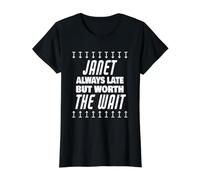 Janet Worth The Wait Nombre Divertido: Janet Saying Camiseta gráfica económica, Mujer, Negro, M
