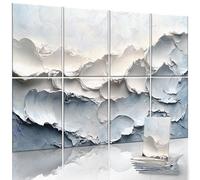 JaneTech Paquete de 8 paneles de pared acústicos artísticos de 48 x 32 pulgadas, paneles de pared decorativos insonorizados para estudios, oficinas, hogar, incluye calcomanías de nano pegamento