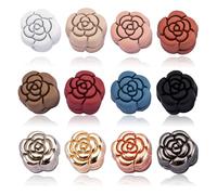 Janety 12 pares de imanes para hijab, pinzas magnéticas florales para hijab, botones magnéticos que no necesitan sujetarse con alfileres, para pañuelos musulmanes, vestidos, rebecas