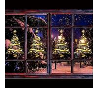 Janety 4 piezas pegatinas navidad escaparate, pegatinas reutilizables, bricolaje estática decoraciones de Navidad, adecuado para, dormitorio, escaparate, puerta pegatina mural, vitrina