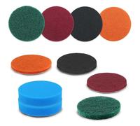 JaneYi 10 Piezas Esponjas Abrasivas Limpieza y Esponja de Pulir 150mm Almohadillas de Lijado Esponja de Pulido para Taladro Lijadora Orbital Madera Metal Acero y Cocina Limpieza