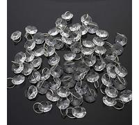 JaneYi (100 Piezas) 14mm Perlas Octogonales de Cristal Transparente y 11 mm Anillos de Acero Inoxidable con 6 Mini Ganchos para Bricolaje Cortina Araña Ventana Árbol Boda Partido Hotel Decoración