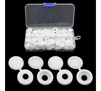 JaneYi 100 Piezas Tapas para Tornillos de Plástico Blanco Tapa de Rosca Cierres de Rosca Cubre Tornillos con Caja de Almacenaje para Muebles Armarios