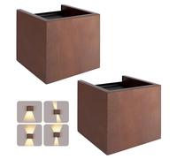 JaneYi 2 piezas Aplique de Pared Interior Madera 8W Blanco Cálido 3000K | Lámpara de Pared Vintage Luz LED Arriba y Abajo Ángulo de Haz Ajustable para Sala de Estar Pasillo Escalera Dormitorio