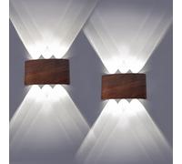 JaneYi 2 Piezas Lámpara de Pared LED 6W Blanco Frío 6000K Apliques de Pared Interior Exterior Modernos IP65 Impermeable Iluminación Indirecta para Dormitorio Baño Balcón Pasillo Terraza