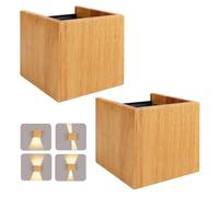 JaneYi 2 piezas Lámpara de Pared LED Aplique de Madera Pared Luz Arriba y Abajo Interior Vintage 8W Blanco Cálido 3000K Ángulo de Haz Ajustable para Sala de Estar Pasillo Escalera Dormitorio