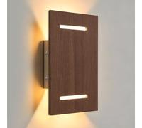 JaneYi Aplique de Pared Interior Madera Oscura LED 7W 3000K Blanco Cálido | Luz Arriba y Abajo Lámpara de Pared para Dormitorio Salón Pasillo Escalera
