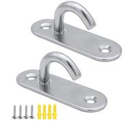 JaneYi - Ganchos de techo de acero inoxidable 304 M8, resistentes, ovalados, para placa de ojo y ancla, para hamaca, columpio, yoga, mosquitera, barco, aparejos marinos (2 unidades)
