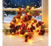 JaneYi Guirnalda de Luces LED Piñas Campanillas Navidad 3M 30 LED Blanco Cálido Decoración Navideña Interior a Pilas con Iluminación Luces de Navidad para Mesa Ventana Chimenea Guirnalda