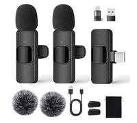 JaneYi Micrófono Inalámbrico de Solapa 3 en 1 Micro Inalambrico Lavalier para Móvil iPhone/Android/PC Mini Micrófono USB-C Lavalier Wireless Microphone para Phone Cámara Video TikTok Youtube