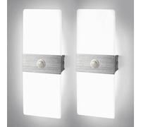 JaneYi Pack de 2 Aplique de Pared Interior Luz LED con Sensor de Movimiento 12W Lámpara de Pared Moderna Blanco Frío 6500K Acrílico Aluminio para Pasillo Escaleras Balcón Salón Entrada