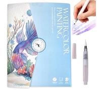 JanFebMar Pintura con Libros Agua, Bloc de Acuarelas Adultos Principiantes, Block de Papel Para Acuarela con 12 Colores Incluidos, Libro Anti Estrés Para Relajación y Pintura
