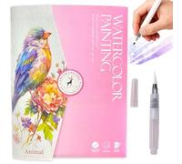 JanFebMar Pintura con Libros Agua, Bloc de Acuarelas Adultos Principiantes, Block de Papel Para Acuarela con 12 Colores Incluidos, Libro Anti Estrés Para Relajación y Pintura