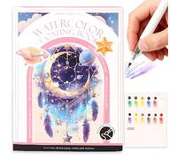 JanFebMar Pintura con Libros Agua, Bloc de Acuarelas Adultos Principiantes, Block de Papel Para Acuarela con 12 Colores Incluidos, Libro Anti Estrés Para Relajación y Pintura