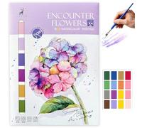 JanFebMar Pintura con Libros Agua, Bloc de Acuarelas Adultos Principiantes, Block de Papel Para Acuarela con 16 Colores Incluidos, Libro Anti Estrés Para Relajación y Pintura