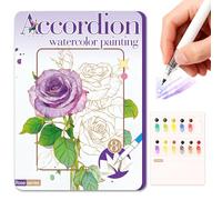 JanFebMar Pintura con Libros Agua, Bloc de Acuarelas Adultos Principiantes, Block de Papel Para Acuarela con 12 Colores Incluidos, Libro Anti Estrés Para Relajación y Pintura