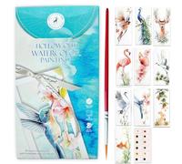JanFebMar Pintura con Libros Agua, Bloc de Acuarelas Adultos Principiantes, Block de Papel Para Acuarela con 12 Colores Incluidos, Libro Anti Estrés Para Relajación y Pintura