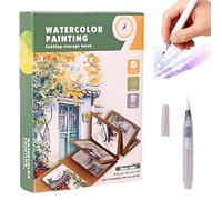 JanFebMar Pintura con Libros Agua, Bloc de Acuarelas Adultos Principiantes, Block de Papel Para Acuarela con 12 Colores Incluidos, Libro Anti Estrés Para Relajación y Pintura